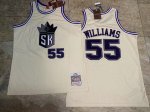 NBA 55 Jason Williams Kings M&N authentique crème Chainstitch Maillot